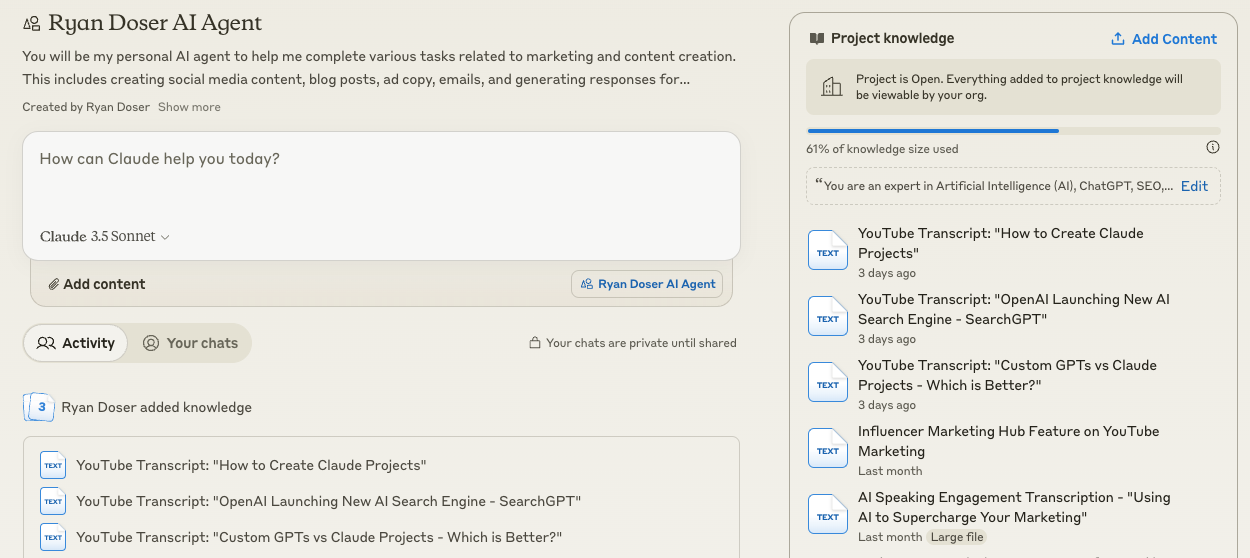 Method 2: Leveraging Claude Projects for Customization
