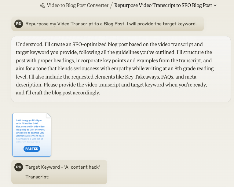 Step 3: Convert Video to Blog Posts