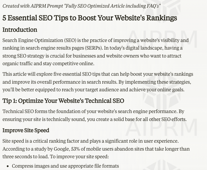 SEO-Optimized Content Creation Prompt