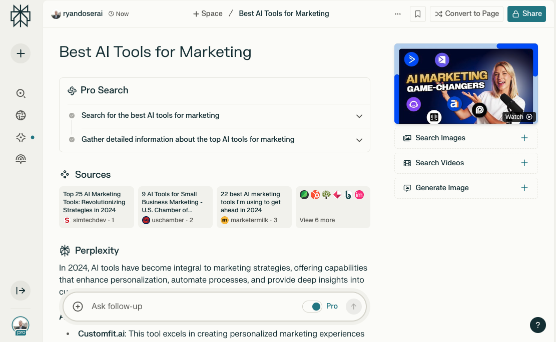 Perplexity Pro Search Results