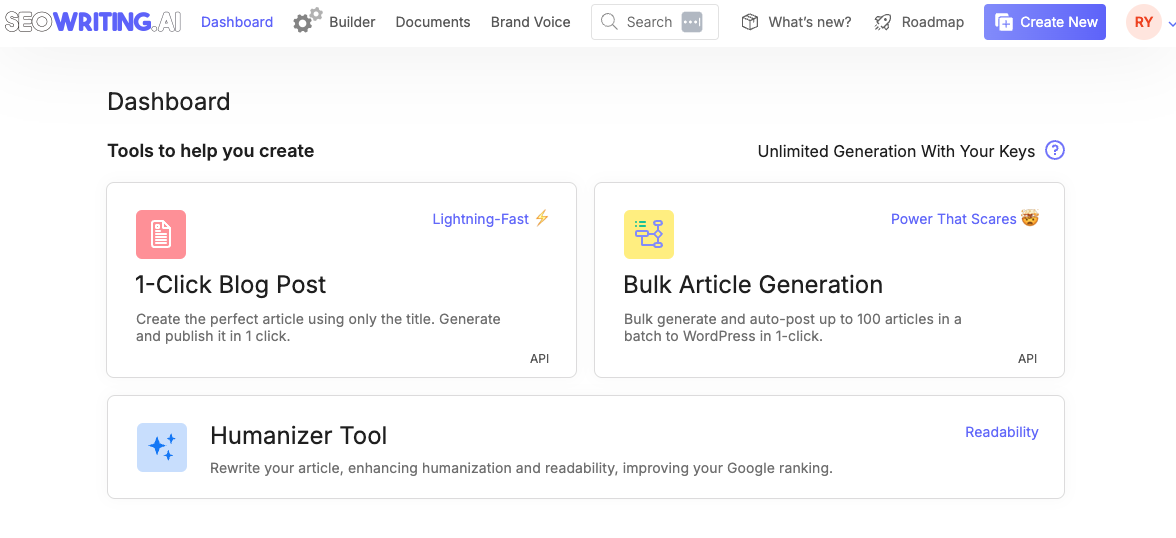 SEOWriting AI Dashboard