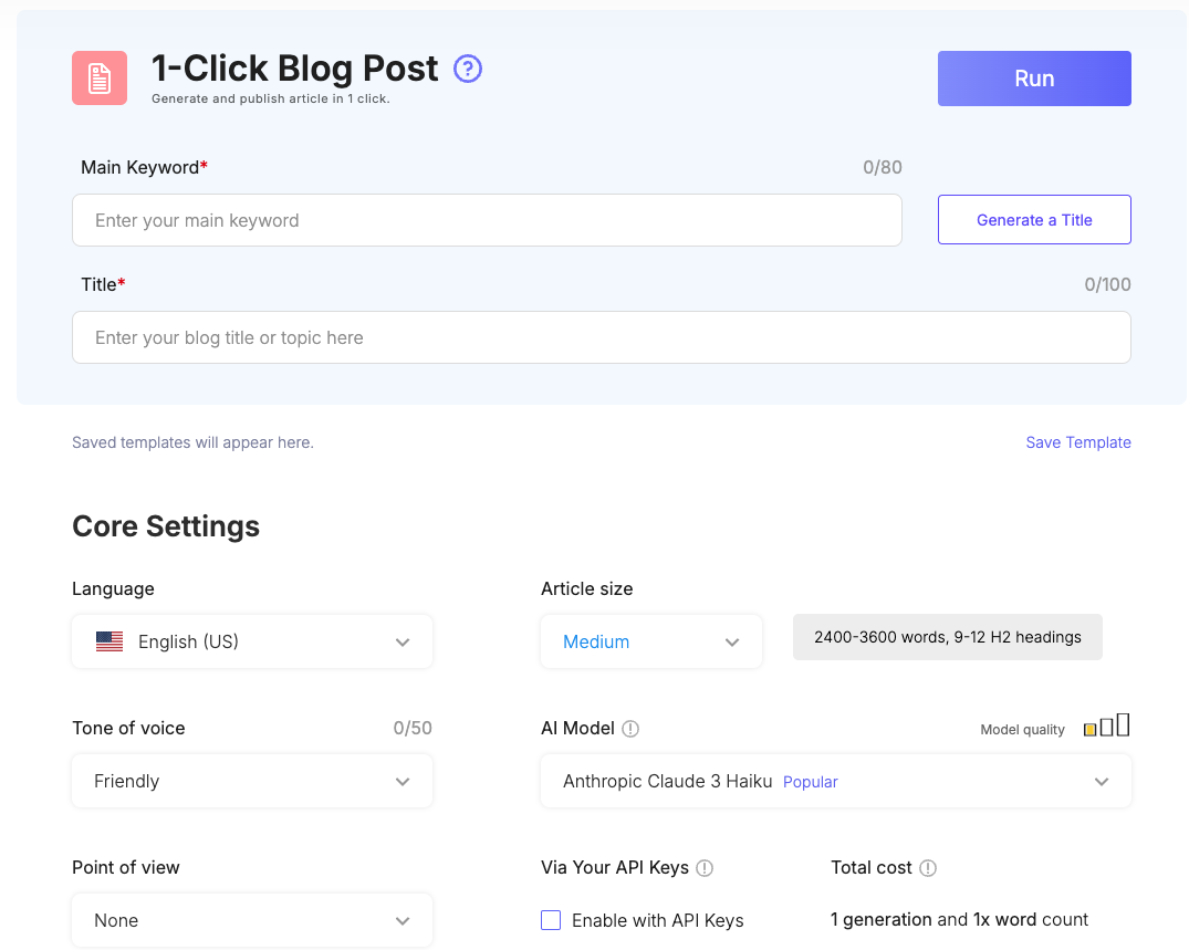 1-Click Blog Post Creation