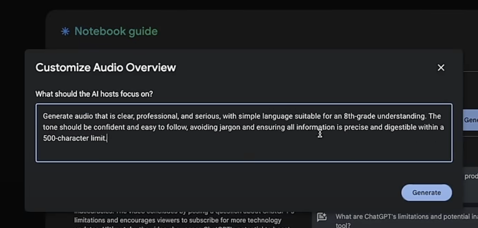 Customizing Audio Overviews