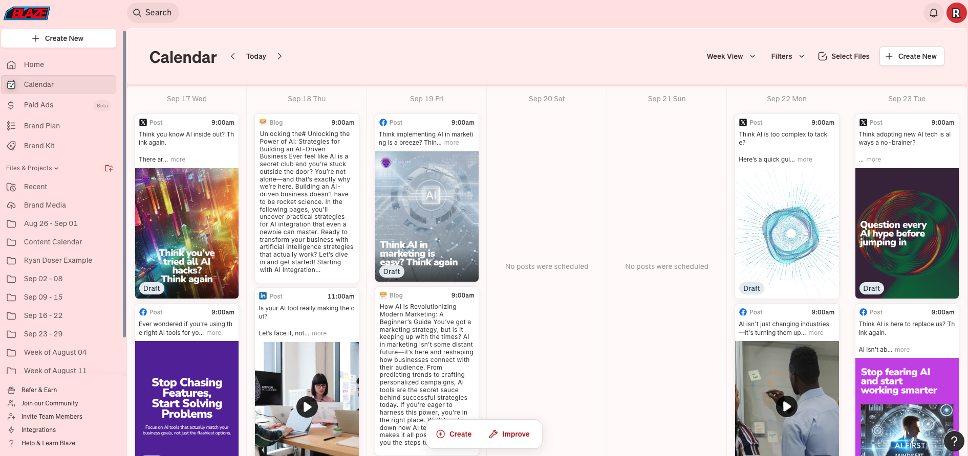 Blaze Content Calendar